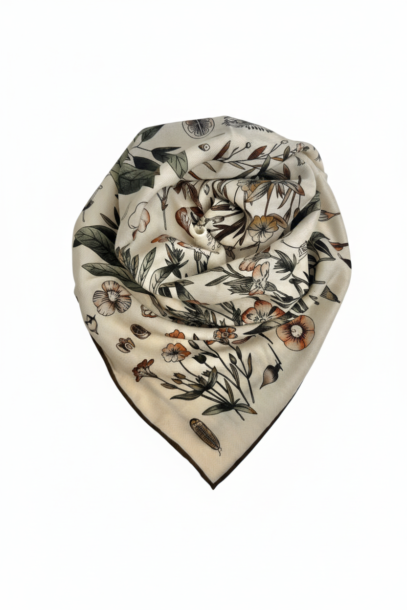 Skjerf i ull/silke med håndsydde kanter - Jordtoner - Tilbehør - Helt Dilla AS