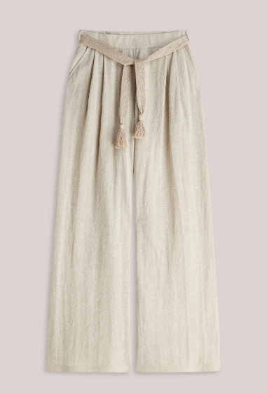 Jersey Trousers In Linen Look - Pebble Beige - Bukser - Helt Dilla AS