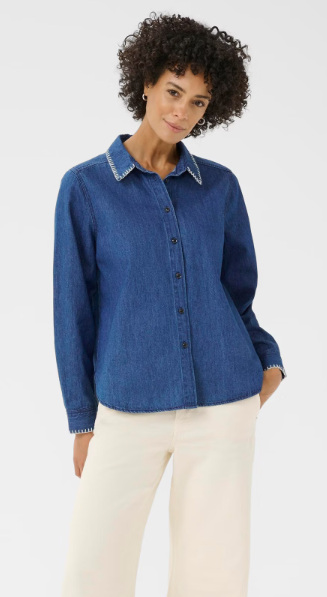 Sarafia Skjorte - Medium Blue Stich - Skjorter - Helt Dilla AS