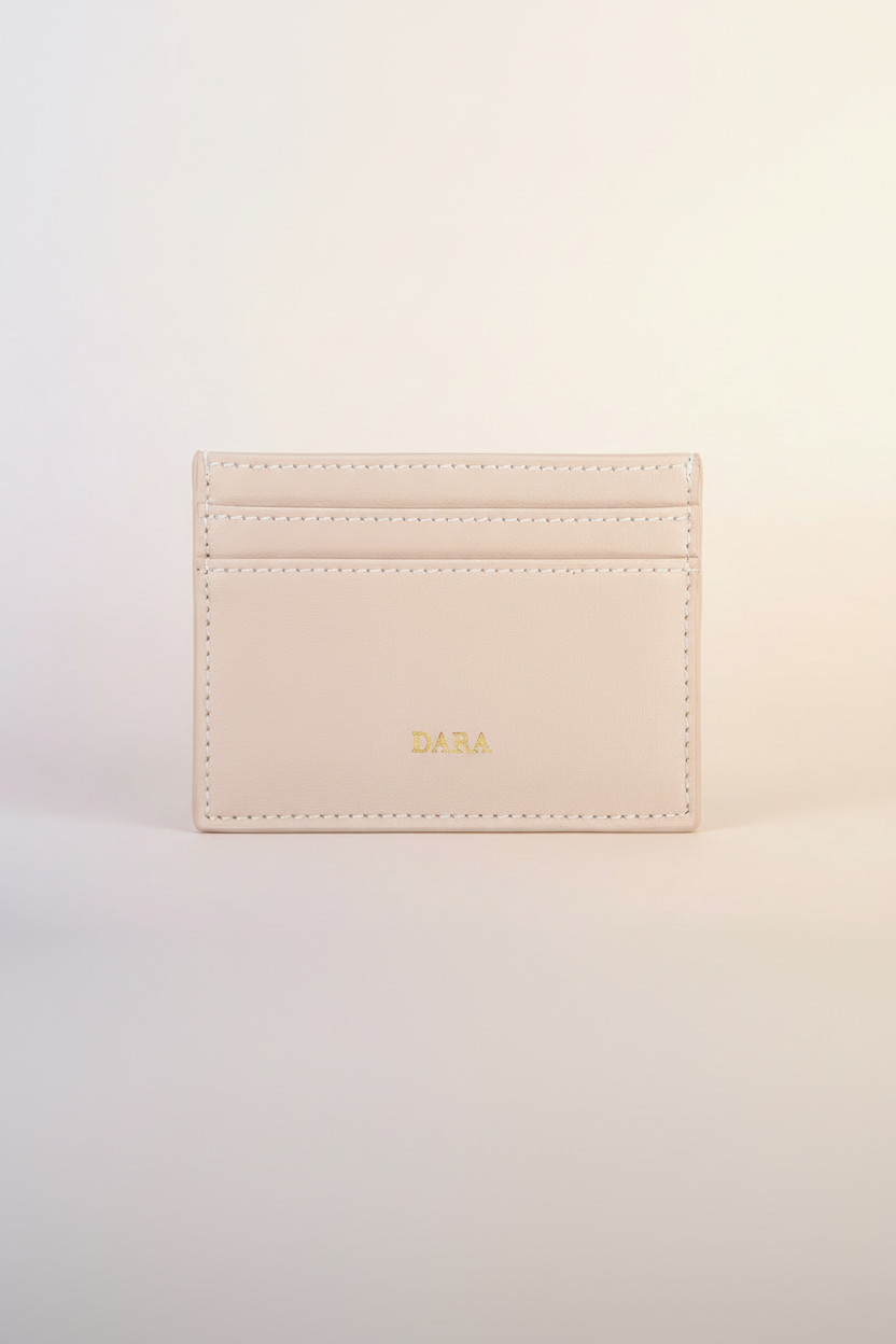 Leather Card Holder Nappa - sand - Tilbehør - Helt Dilla AS