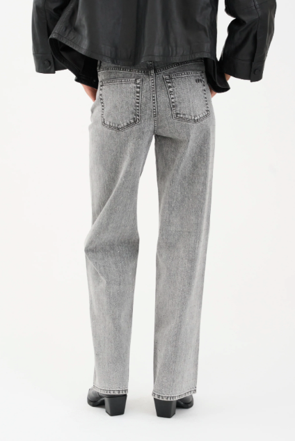 Mia Stud Jeans - Wash Faded Grey