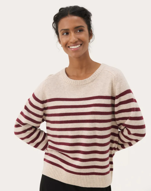 Niaka Pullover - Tawny Port Stripe - Genser - Helt Dilla AS