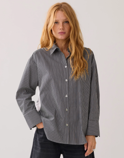 Blouse big flower cotton - stripe - Bluser - Helt Dilla AS