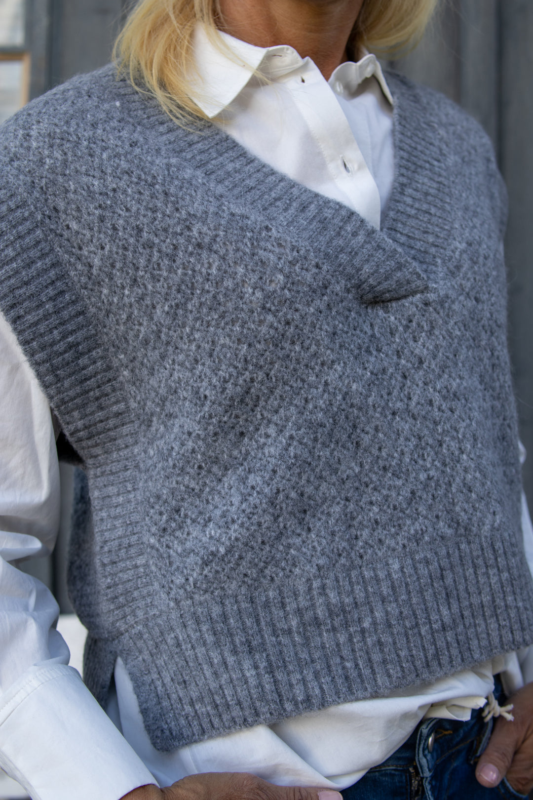 Ibra Waistcoat - Med Grey Melange - Vest - Helt Dilla AS