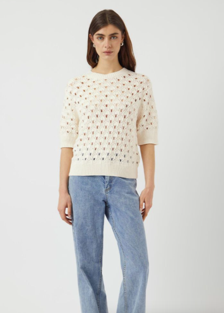 Mansa 2/4 knit Pullover - Star White - Singlet, Topper & T-skjorter - Helt Dilla AS