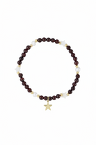 Stone Bead Bracelet W/Mop Star & Pearls - Maroon - Tilbehør - Helt Dilla AS