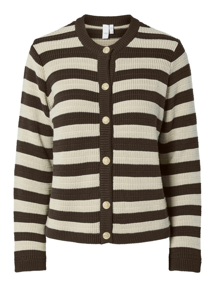 SIRONI LS KNIT CARDIGAN - chocolate brown
