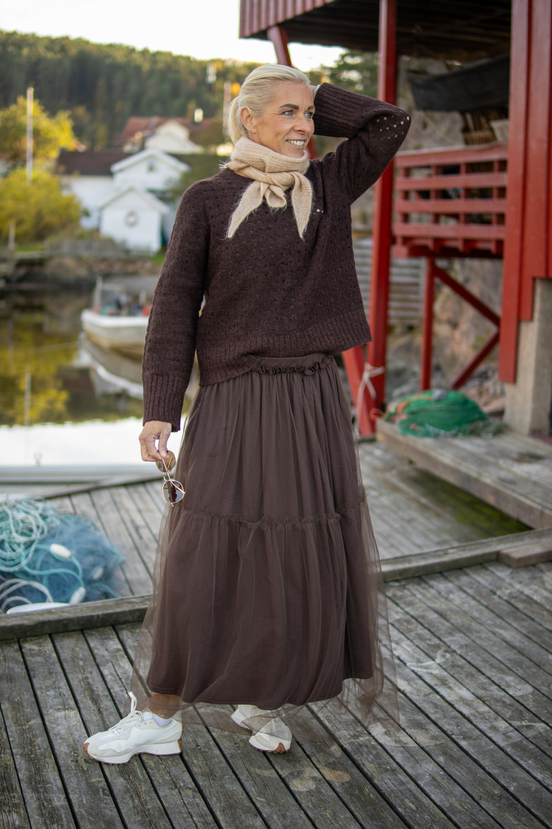 Riette Dot Pointelle Pullover - Black Coffee - Genser - Helt Dilla AS