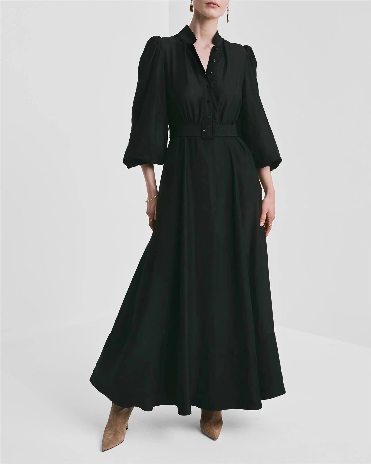 Striped Organza Belt Dress - Sort - Kjoler - Helt Dilla AS