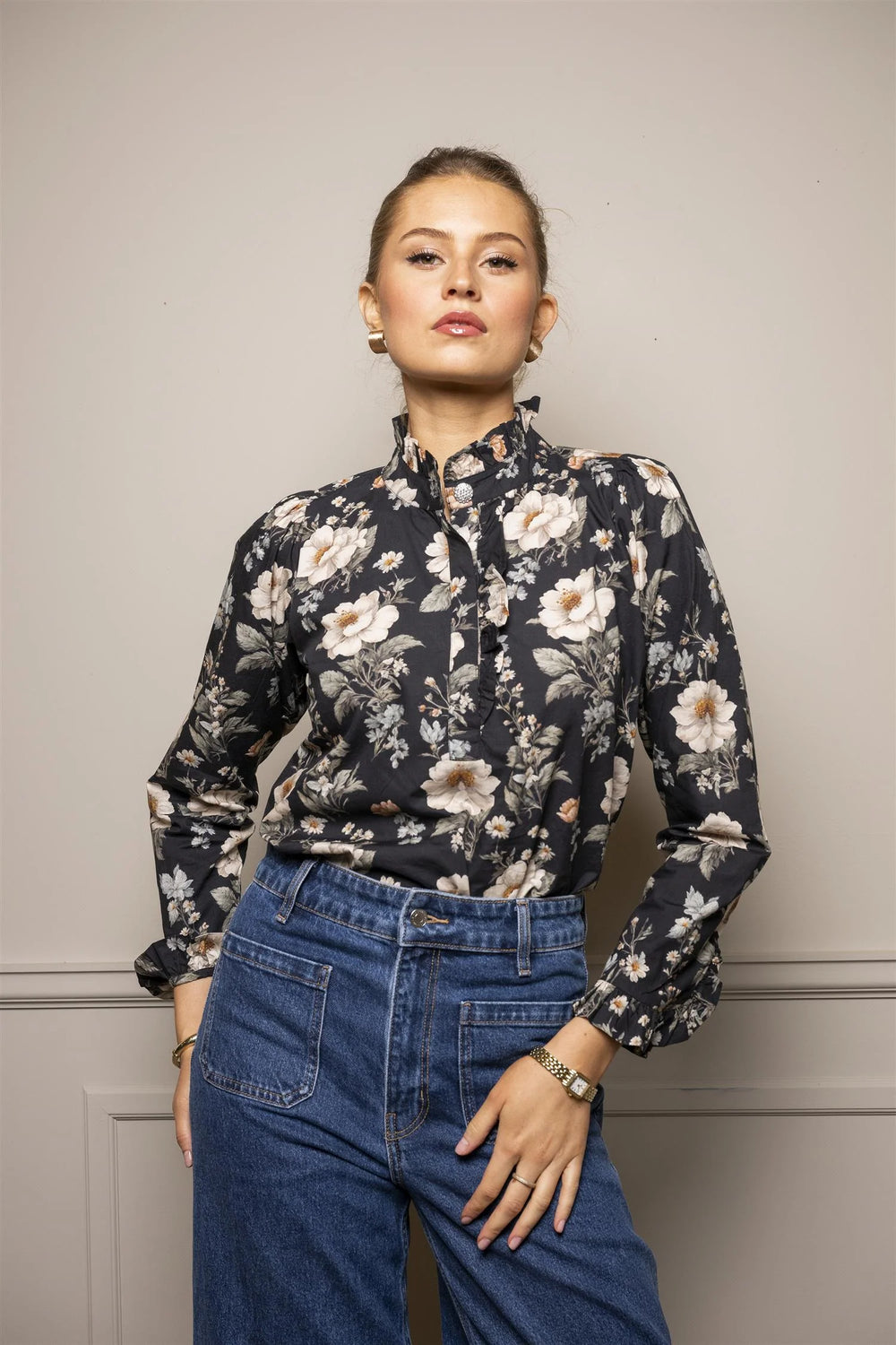 Ella Blouse - Antique Black Poplin - Bluser - Helt Dilla AS