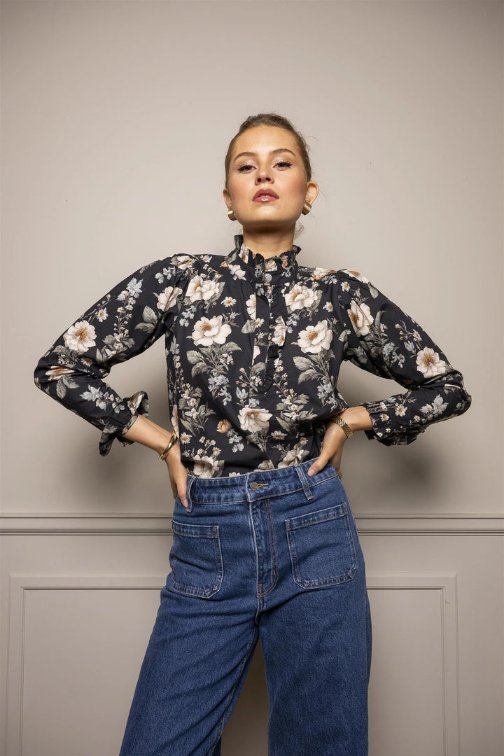 Ella Blouse - Antique Black Poplin - Bluser - Helt Dilla AS