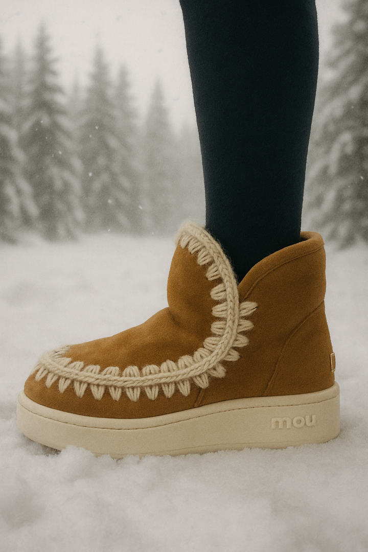 New Eskimo Sneaker Suede - Letter Logo Cognac