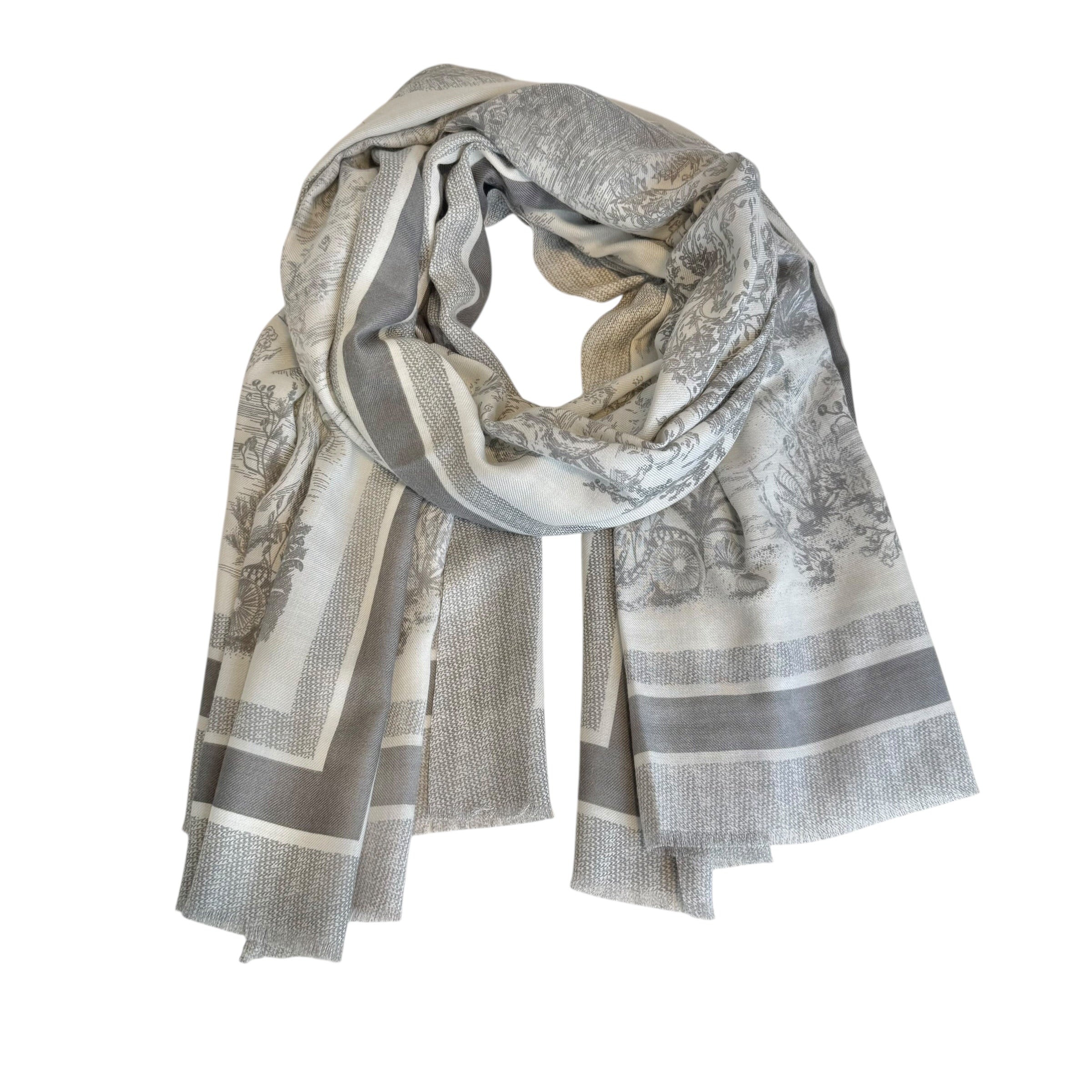 Louise skjerf med naturmotiv - Grå - Tilbehør - Helt Dilla AS