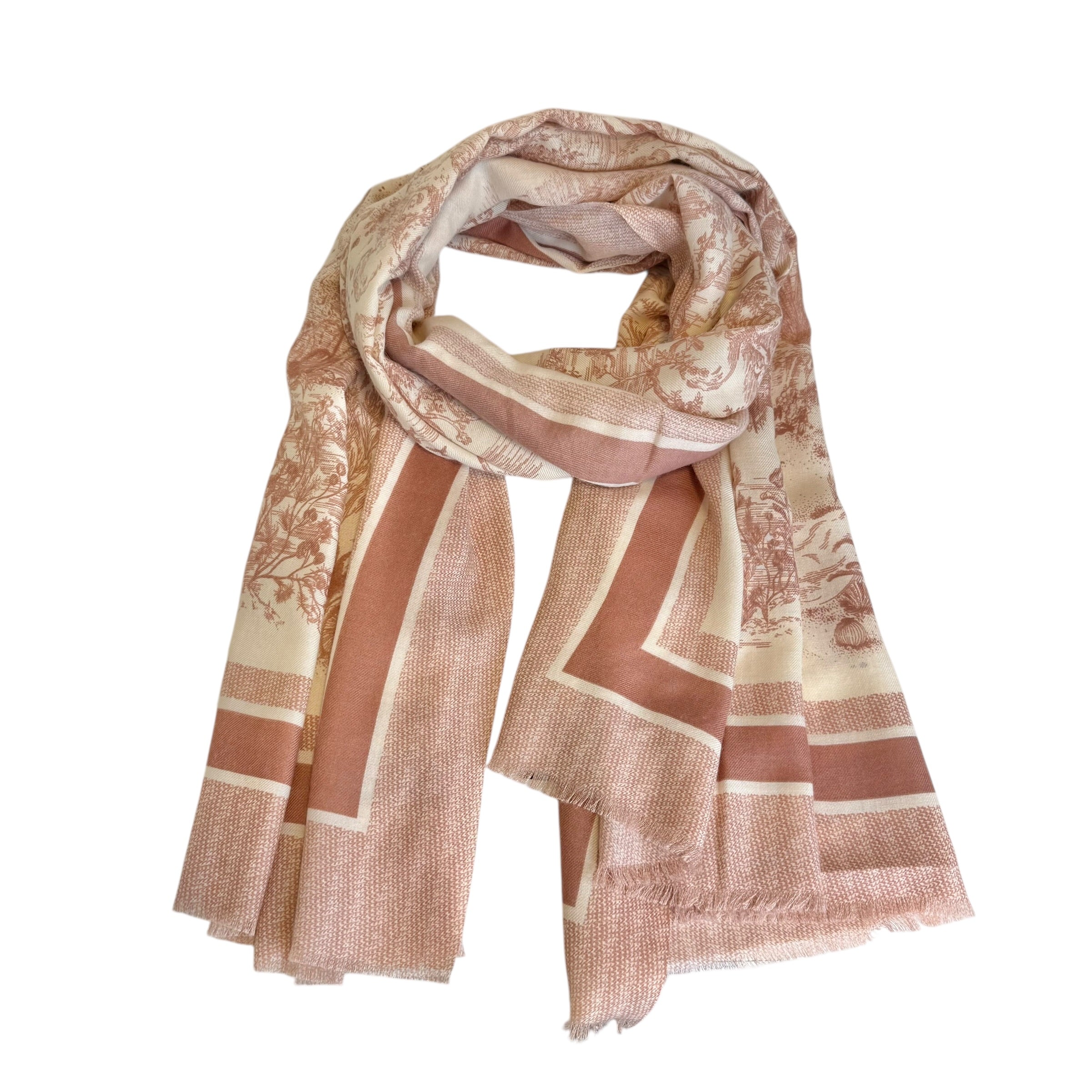 Louise skjerf med naturmotiv - Rosa - Tilbehør - Helt Dilla AS