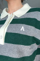 Leigh Stripe sweater - Grey/Ivy Green - Genser - Helt Dilla AS