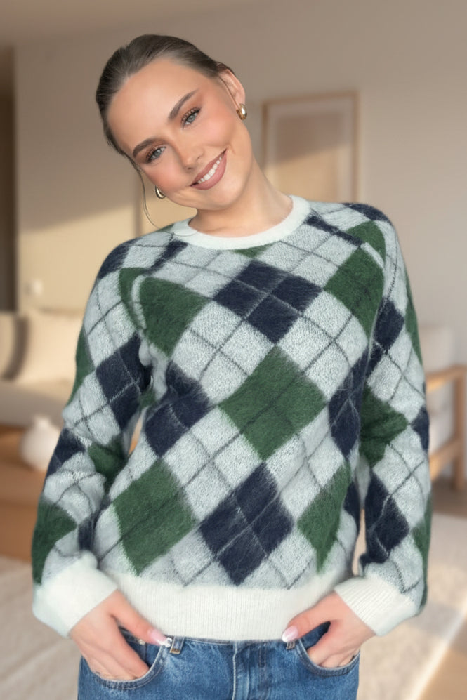 Fiona Argyle - Navy/Ivy Green - Genser - Helt Dilla AS