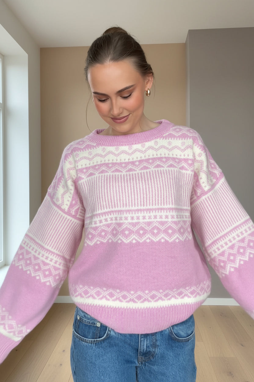 Stirling sweater - Pink/Offwhite - Genser - Helt Dilla AS