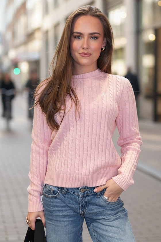 Livvy Cable Sweater - Light Pink - Genser - Helt Dilla AS