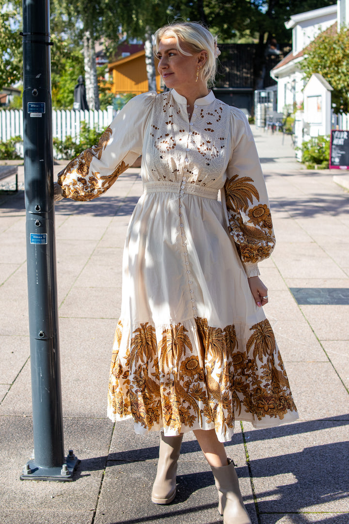 Poplin Smocking Dress - Palms