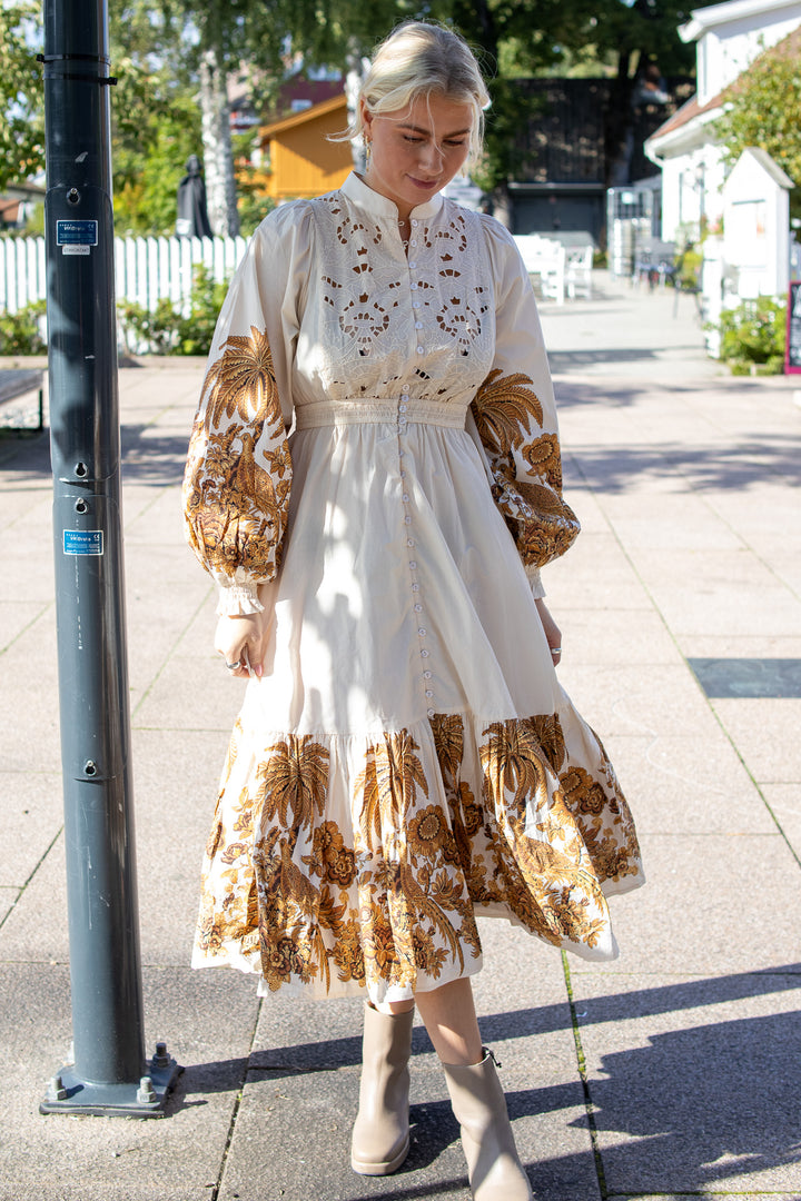 Poplin Smocking Dress - Palms