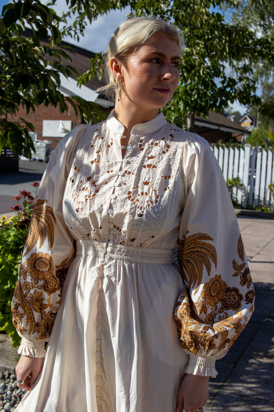 Poplin Smocking Dress - Palms