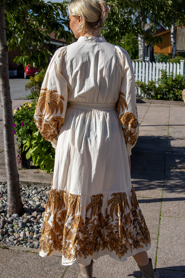 Poplin Smocking Dress - Palms