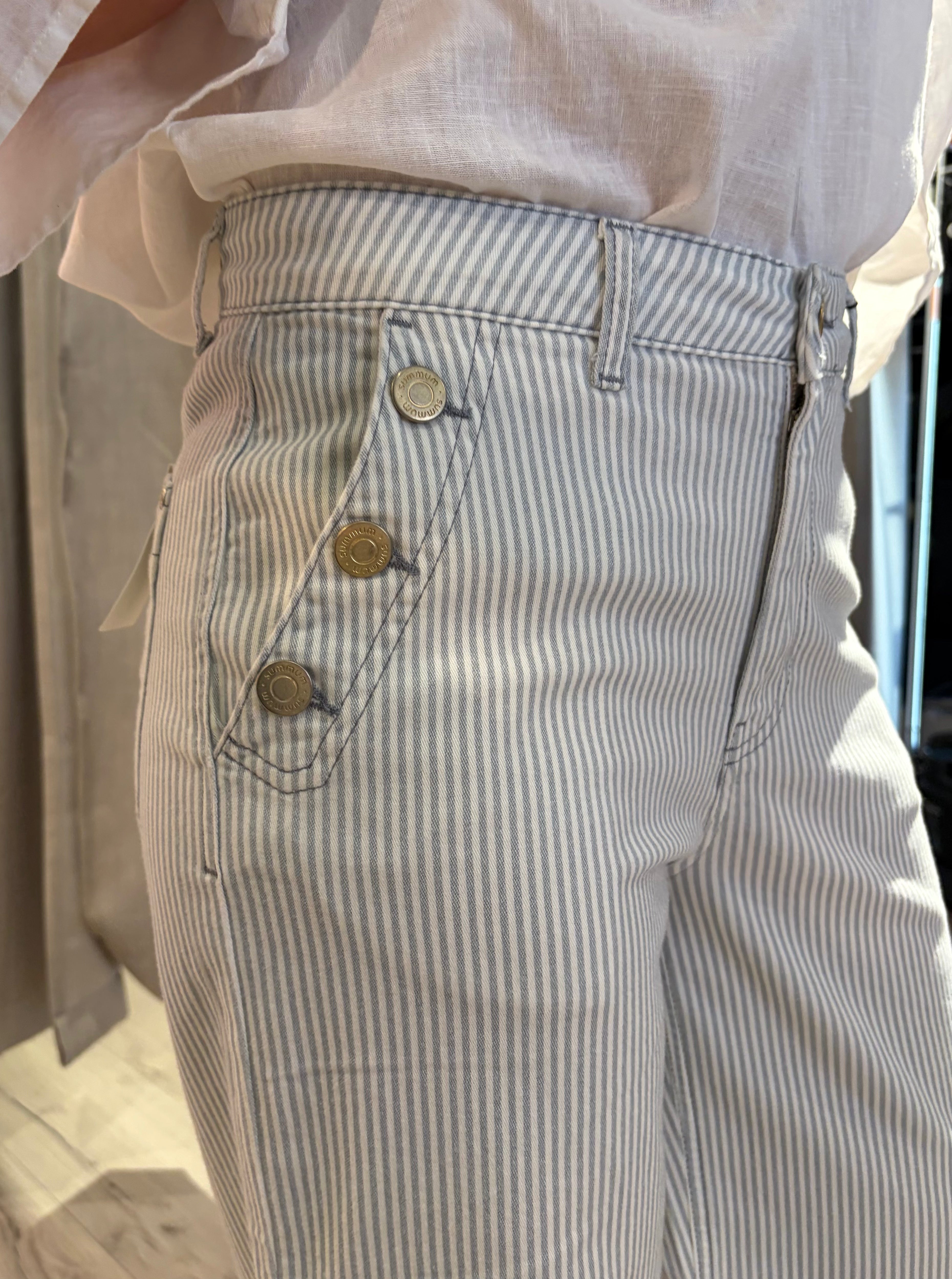 Flared pant striped - blue - Bukser - Helt Dilla AS