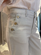 Flared pant striped - blue - Bukser - Helt Dilla AS