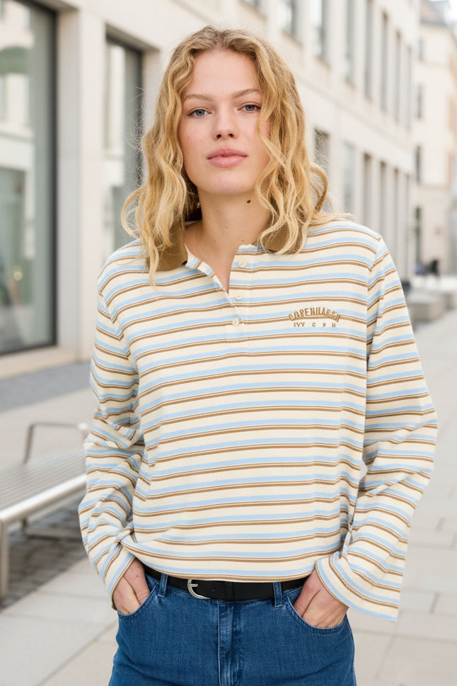 Pologenser Ivy-stix LS Polo - blue stripes - Genser - Helt Dilla AS