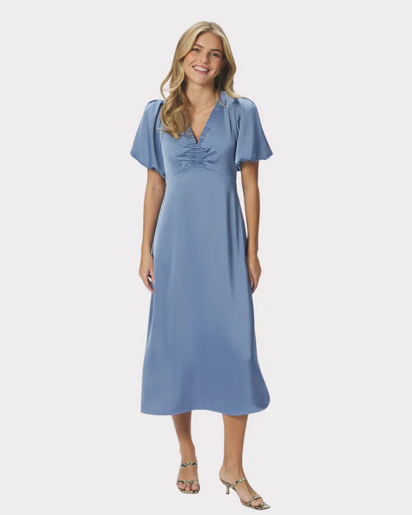 Illana Heavy Sateen Dress - Smoke Blue - Kjoler - Helt Dilla AS