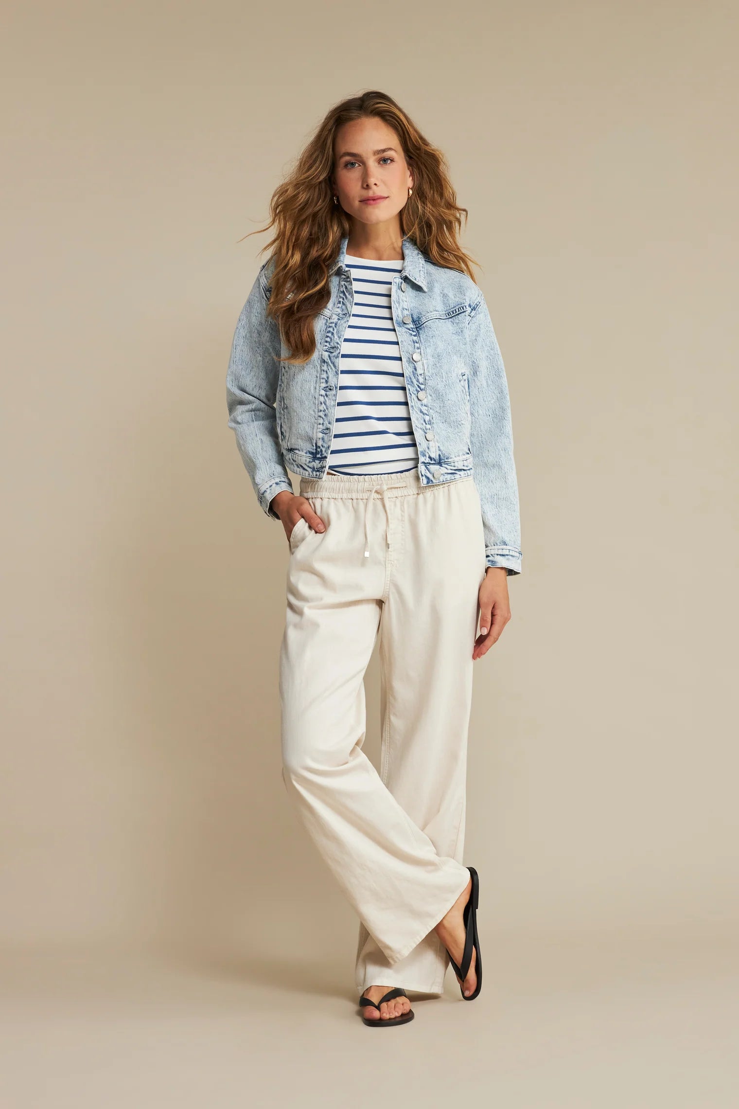 Colette cotton linen - pearl - Bukser - Helt Dilla AS