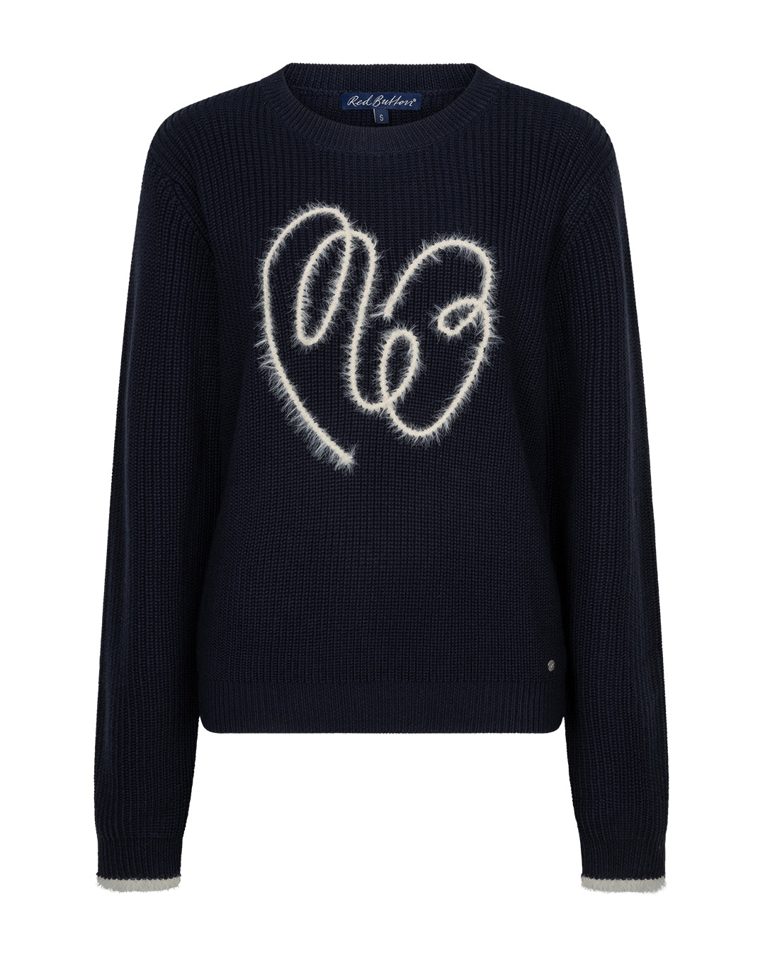 Navy genser fra Red Button med Ribbon-logoen foran