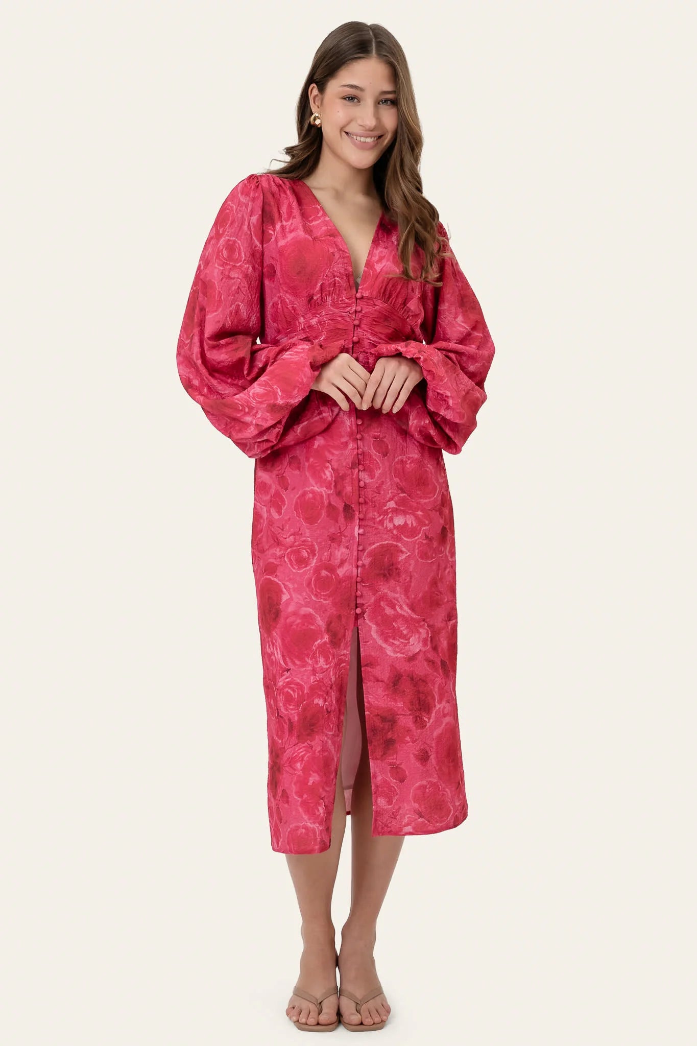 AdaIC Long Dress - Soft Rose Print - Kjoler - Helt Dilla AS