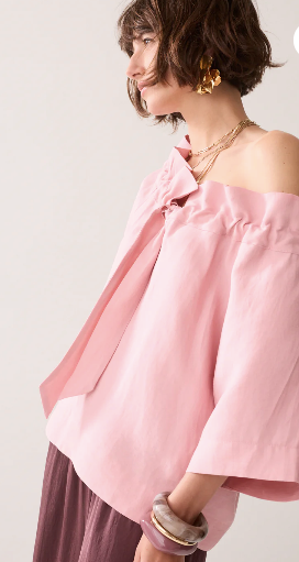 Topp linen blend bluse . rose quartz - Bluser - Helt Dilla AS