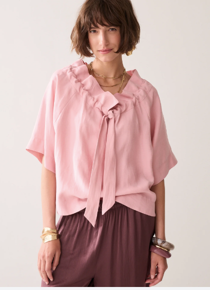 Topp linen blend bluse . rose quartz - Bluser - Helt Dilla AS