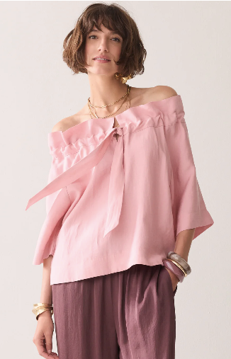 Topp linen blend bluse . rose quartz - Bluser - Helt Dilla AS