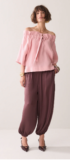 Topp linen blend bluse . rose quartz - Bluser - Helt Dilla AS