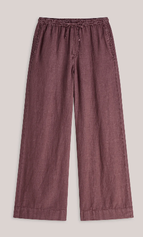 Wideleg straight pant linen - deep fig/purple - Bukser - Helt Dilla AS