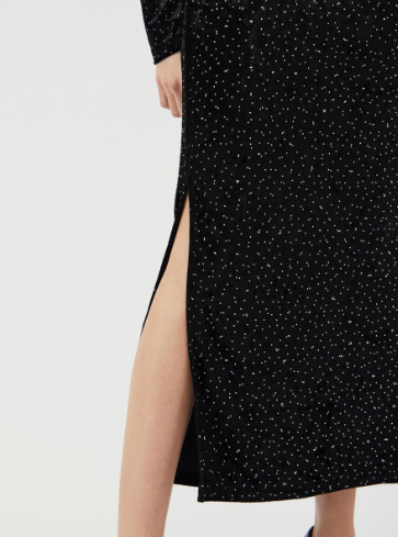 Tillia Velvet Long Dress - Black with Rhinestones