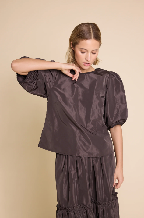Isabel Solid Bluse - Brun