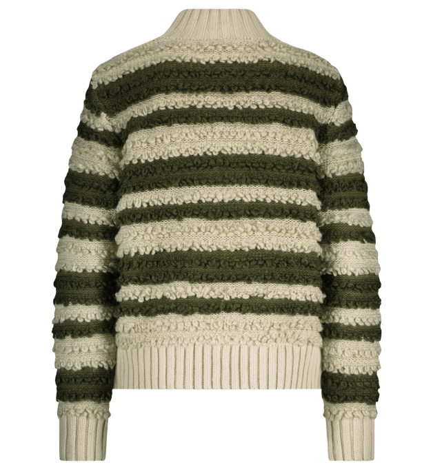 Sweater with Loops + Stripe - Khaki