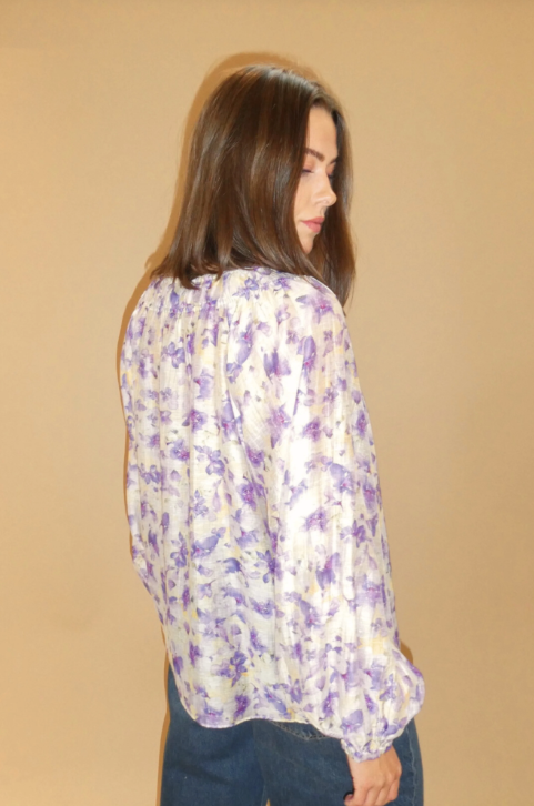 Tessa Print Blouse - Gul/Lilla - Bluser - Helt Dilla AS