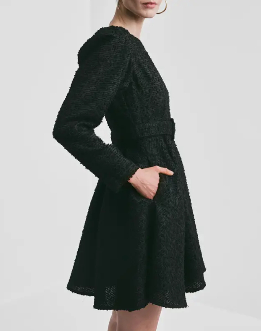 Bouclé Belt Dress - Svart