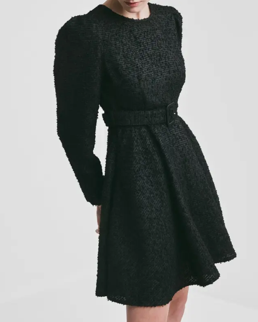 Bouclé Belt Dress - Svart