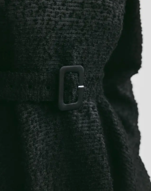 Bouclé Belt Dress - Svart