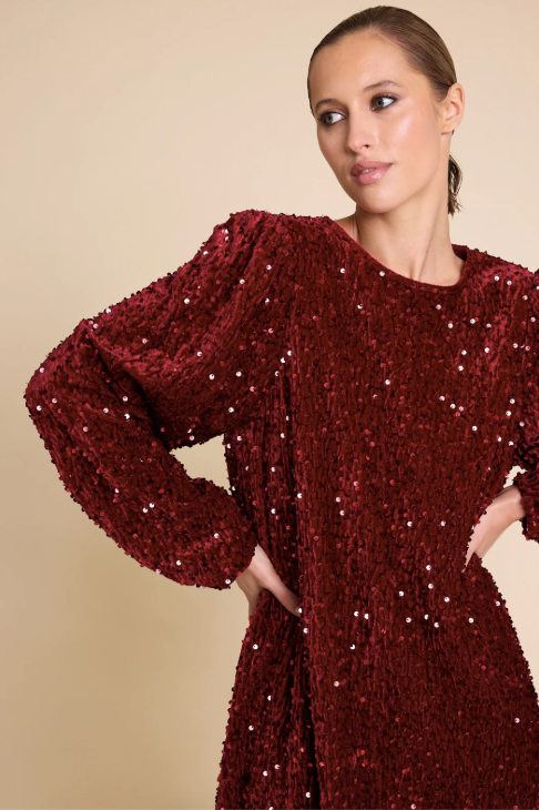 Luna Sequins Dress - Red