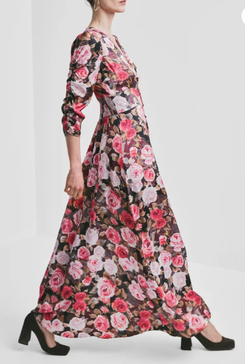 Satin Button Down dress - Midnight roses - Kjoler - Helt Dilla AS