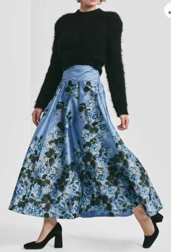 Tafetta Maxi Skirt - Azure Garden