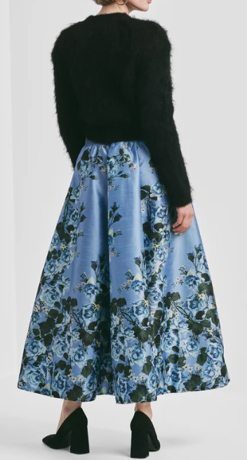 Tafetta Maxi Skirt - Azure Garden