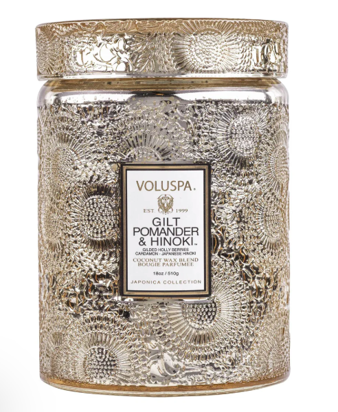 Gilt Pomander & Hinoki - Large Embossed Glass Jar - 100 t - Tilbehør - Helt Dilla AS